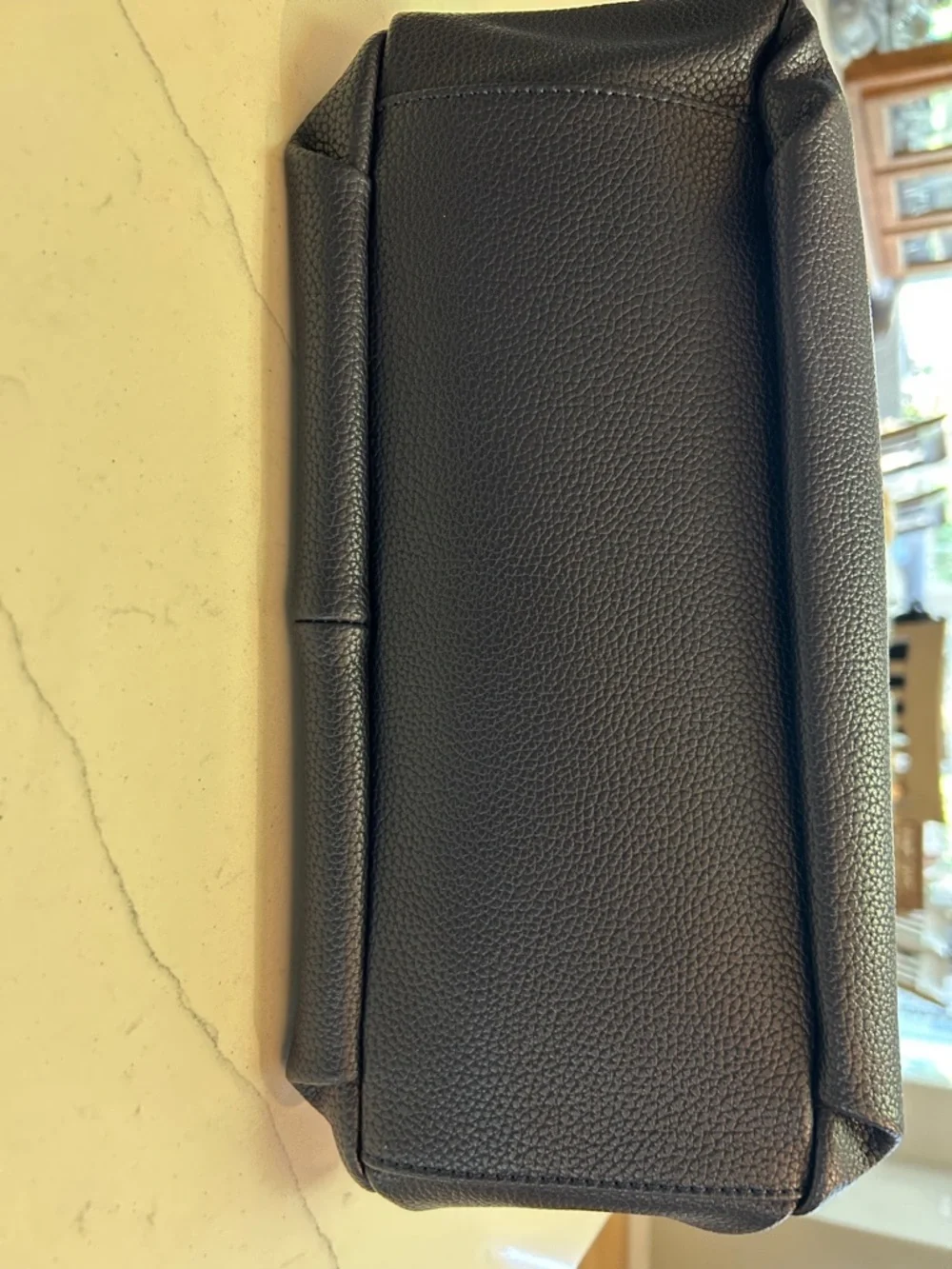 Bostanten Pebbled Navy Shoulder Bag with Gold Charm